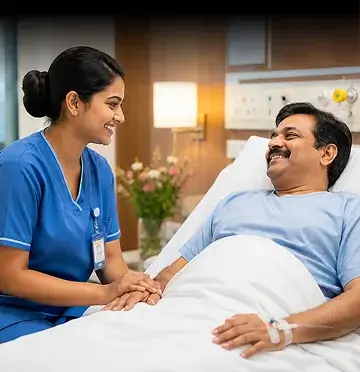 Nurse and patient in hospital